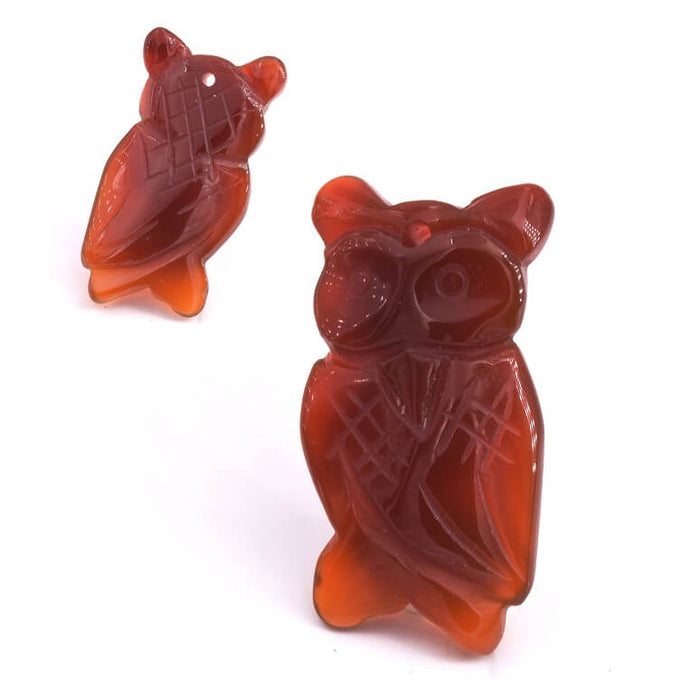 Pendentif Sculpté Hibou Chouette en Agate 45x24mm - Trou : 2mm (1)
