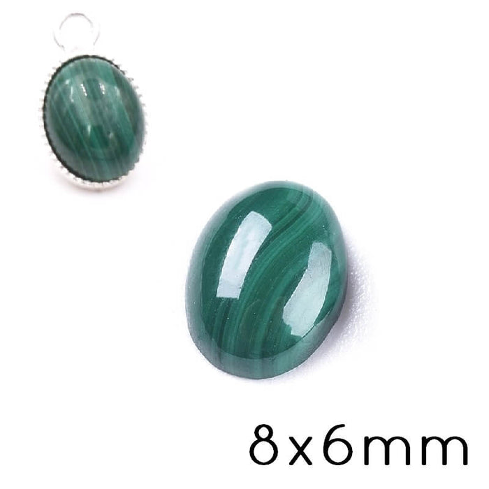 Cabochon Ovale Malachite Naturelle 8x6mm (1)