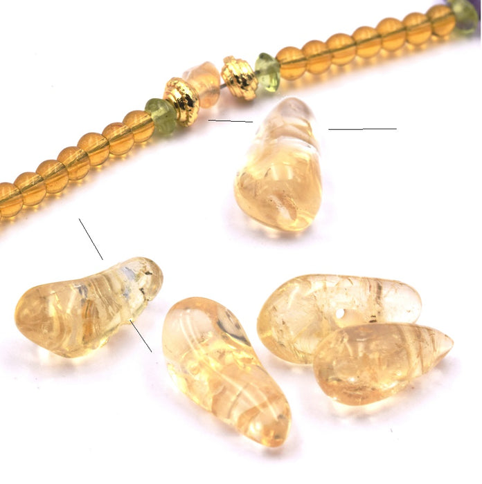 Pendentifs Gouttes en Citrine jaune 6-8mm-trou 0.5mm (5)