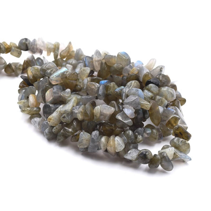 Perles Chips Labradorite 5-13mm - Trou: 0,8mm (1 fil 85cm)