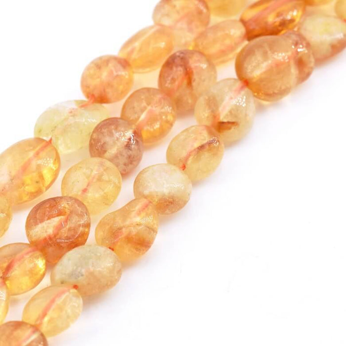 Perles Nuggets Arrondies Citrine jaune 6-10x8-10mm - Trou :1mm (1 Fil-38cm)