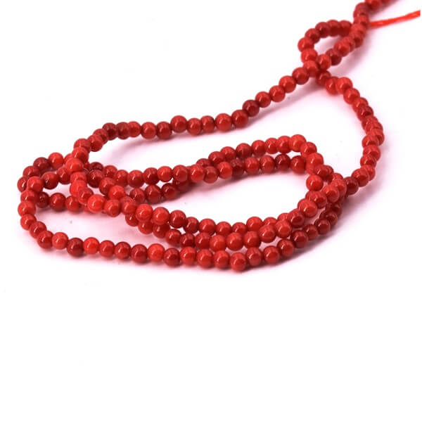 Perles Ronde Corail Bambou 2mm - Trou: 0.5mm (1Fil-40cm)