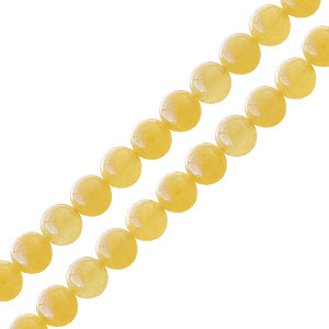 Perle ronde en jade jaune 4mm sur fil (1)