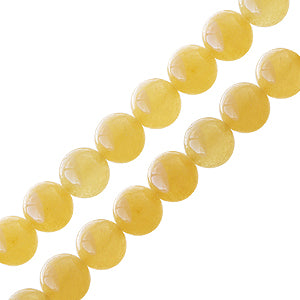 Perle ronde en jade jaune 6mm sur fil (1)