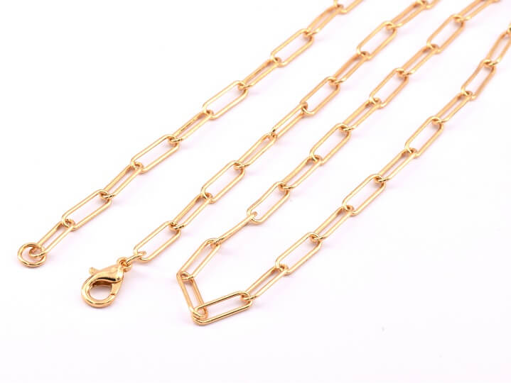 Collier Chaine Trombone 11x3.5mm doré Haute Qualité 61cm (1)