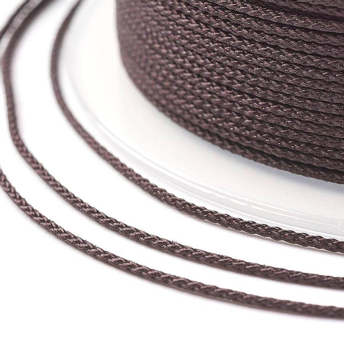 Cordon Nylon Soyeux Tressé Marron 1mm - Bobine 20m (1)