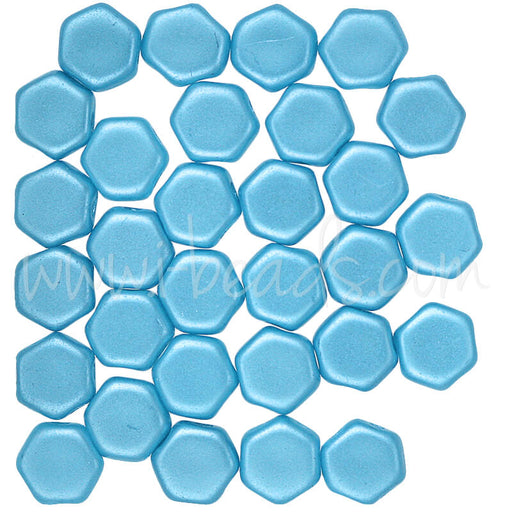Perles Honeycomb 6mm pastel aqua (30)