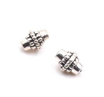 Achat Perles, bicone avec boule couleur argent antique 8x10mm (2)