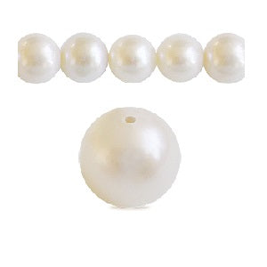 Perles d'eau douce rondes blanc naturel 6mm sur fil (1 fil)
