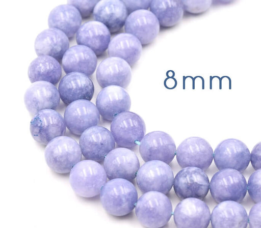 Achat Quartz naturel teint imitation aigue-marine - perles rondes, 8mm (1 fil)