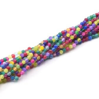 Achat Jade naturel Perles Rondes multi colors bonbon 3mm sur fil 140 perles trou:0.5mm(1 fil)