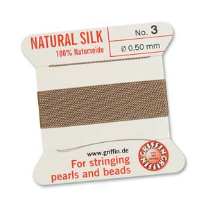 Achat Fil de soie naturelle beige 0.50mm par 2m avec aiguille(1)