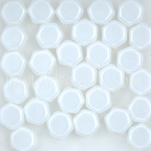 Perles Honeycomb 6mm pastel white (30)