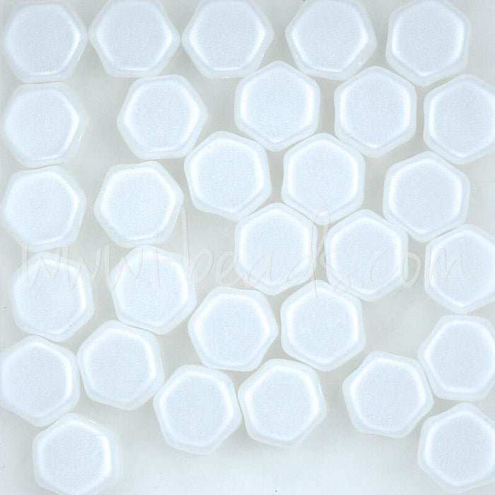 Perles Honeycomb 6mm pastel white (30)