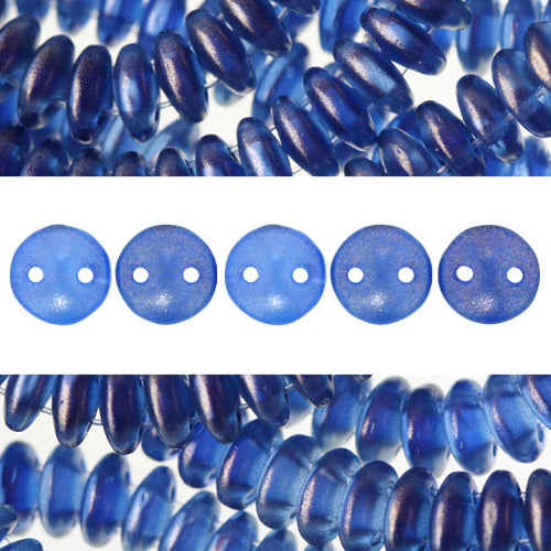 Perles 2 trous CzechMates lentil halo ultramarine 6mm (50)