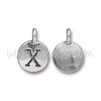 Pendentif charm lettre X Argenté vieilli 11mm (1)