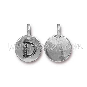 Achat Pendentif charm lettre D Argenté vieilli 11mm (1)