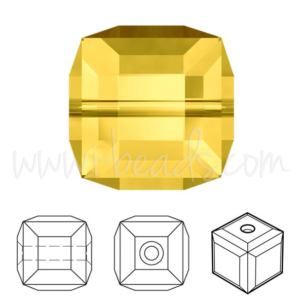 Perles cube Swarovski light topaz 6mm (2)