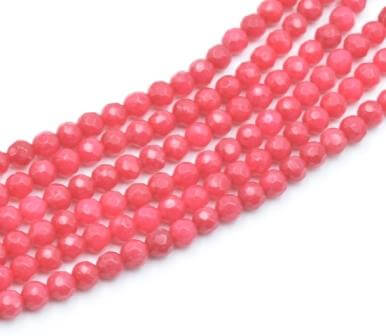Achat Jade naturel teinté Framboise à facettes, 4mm, trou 1mm env: 90 perles (vente 1 rang)