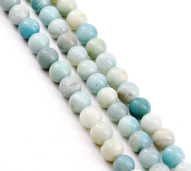 Perles rondes Amazonite naturelle 10mm sur fil 38 cm 37 perles (1 fil)