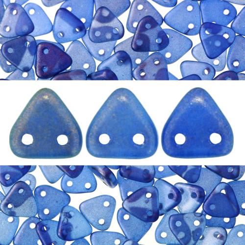 Perles 2 trous CzechMates triangle halo ultramarine 6mm (10g)