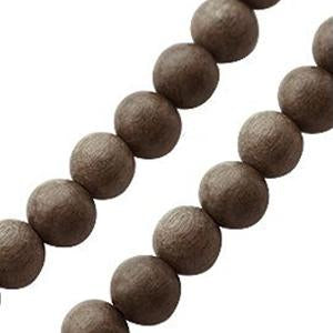 Perle ronde bois gris sur fil 10mm (1)