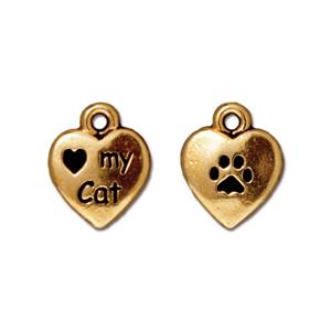 Achat Pendentif coeur love my cat doré or fin 10x12mm (1)