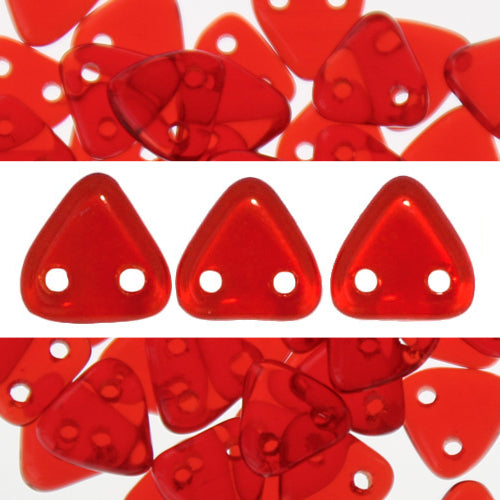 Perles 2 trous CzechMates triangle siam ruby 6mm (10g)