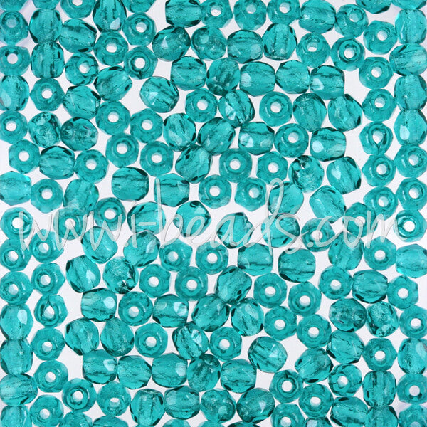 Perles facettes de boheme teal 3mm (50)