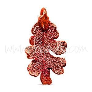 Pendentif véritable feuille de chêne galvanisée cuivre 50mm (1)