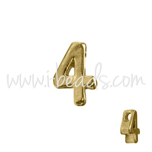 Perle chiffre 4 doré or fin 7x6mm (1)