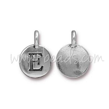 Pendentif charm lettre E Argenté vieilli 11mm (1)