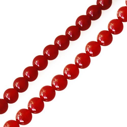 Perles rondes agate rouge teintée orange 4mm sur fil (1)