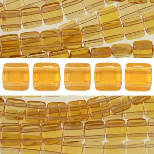 Achat Perles 2 trous CzechMates tile topaz 6mm (50)