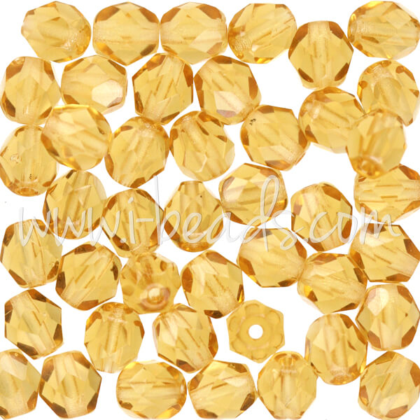 Perles facettes de bohème medium topaz 6mm (50)