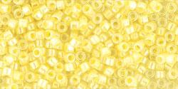 cc770 - perles Toho treasure 11/0 Inside color crystal opaque yellow lined (5g)
