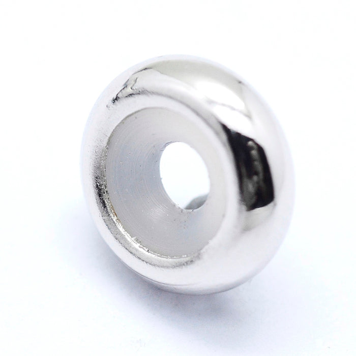 Perles Coulissantes laiton plaqué platine, fermoir perles pour chaines, cordons ou rubans 8mm - trou 2mm (2)