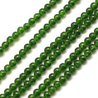 Jade naturel teinté vert émeraude, perles rondes 2mm, trou: 0.8mm, environ 150 (Vente par 1 rang)