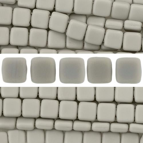 Perles 2 trous CzechMates tile Ashen Grey Matte 6mm (50)