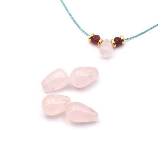 Pendentif perle goutte Quartz Rose poire 10x6mm-0.7mm (2)