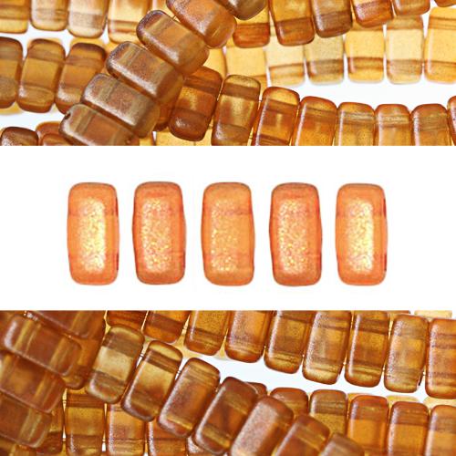 Perles 2 trous CzechMates bricks halo sandalwood 3x6mm (50)