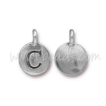 Achat Pendentif charm lettre C Argenté vieilli 11mm (1)