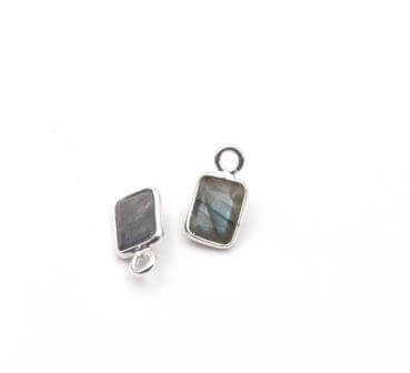 Petit pendentif rectangle Labradorite sertis Argent 925 8x4mm (1)