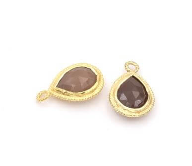 Pendentif serti en vermeil - goutte en Labradorite 10mm (1)