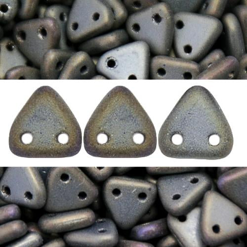 Perles 2 trous CzechMates triangle matte iris brown 6mm (10g)