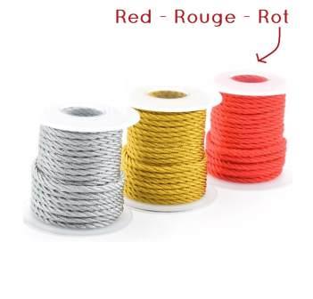 Fil torsadé 3 brins en nylon 3mm ROUGE (Vente par 1m)