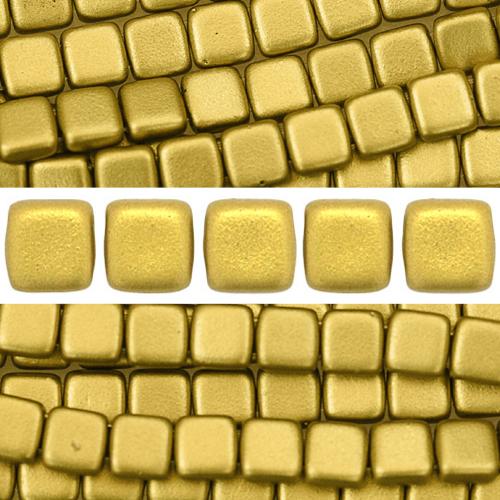 Perles 2 trous CzechMates tile Matte Metallic Aztec Gold 6mm (50)