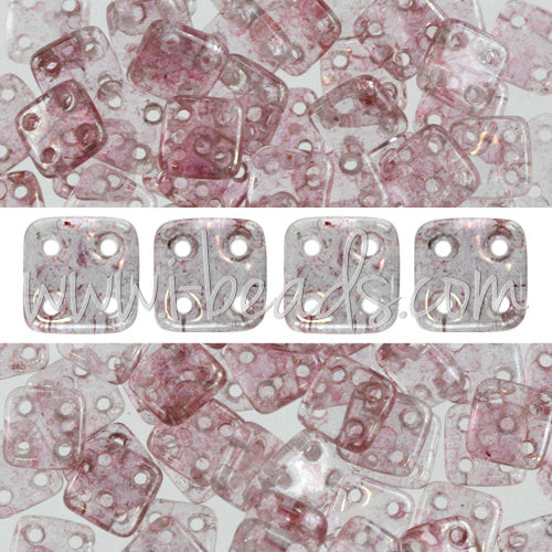 Achat Perles 4 trous CzechMates QuadraTile 6mm Luster Transparent Topaz Pink (10g)