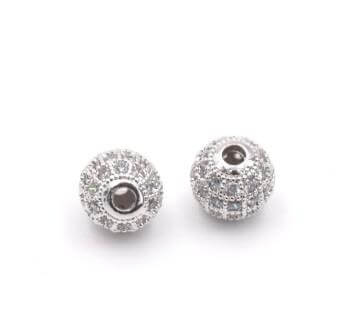 Perle ronde sertis de zircons Laiton rhodié 8x1.9mm (1)