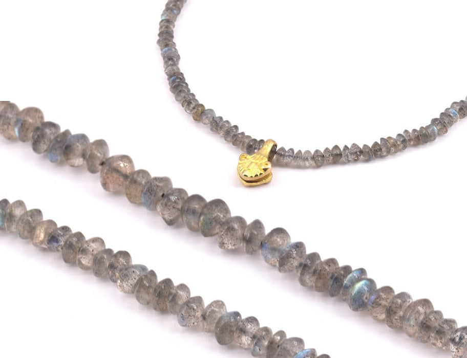 Perles Heishi rondelles bicone chips Labradorite 4.5mm Trou 0.5mm, 39cm (1 rang)